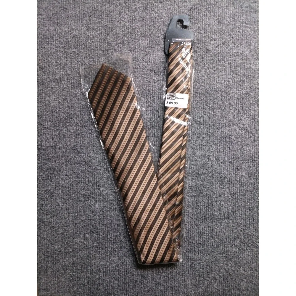 Berltoni Italy Brown Tan Diagonal Striped Silk Neck Tie Classic Men's NWT